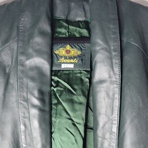 Avanti Women's Dark Green Leather Bomber Jacket